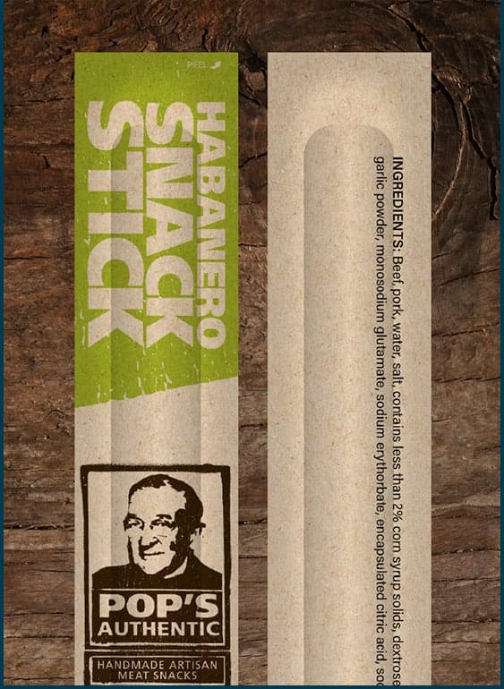 Close up shot of the Habanero Snack Sticks packaging