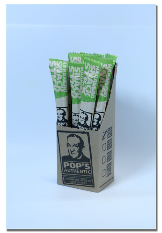 Pop’s Authentic Habanero Snack Sticks in box